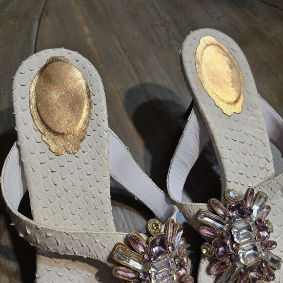 Rene Caovilla Crystal Gold Mules Sandals With Rhinestone Size 39.5 New - Picture 4 of 10